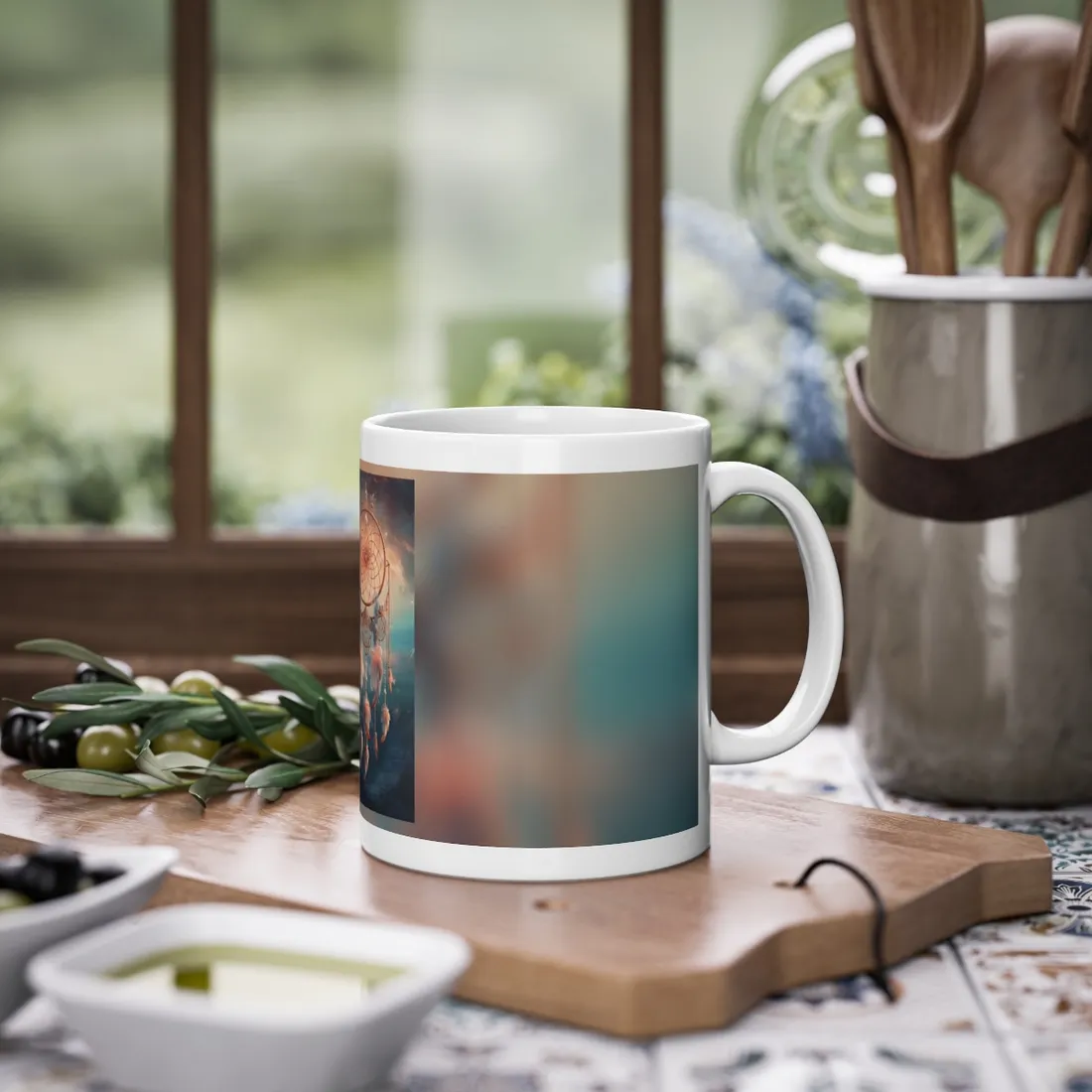 Ethereal Dreamcatcher Realm: Surreal Dreamscape Digital Art - Mug