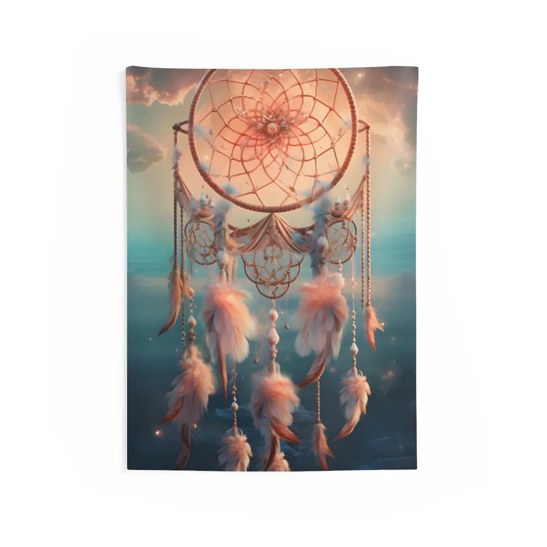 Ethereal Dreamcatcher Realm: Surreal Dreamscape Digital Art - Wall Tapestry
