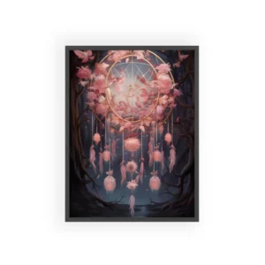 Pink Dreamcatcher in Forest Framed Poster