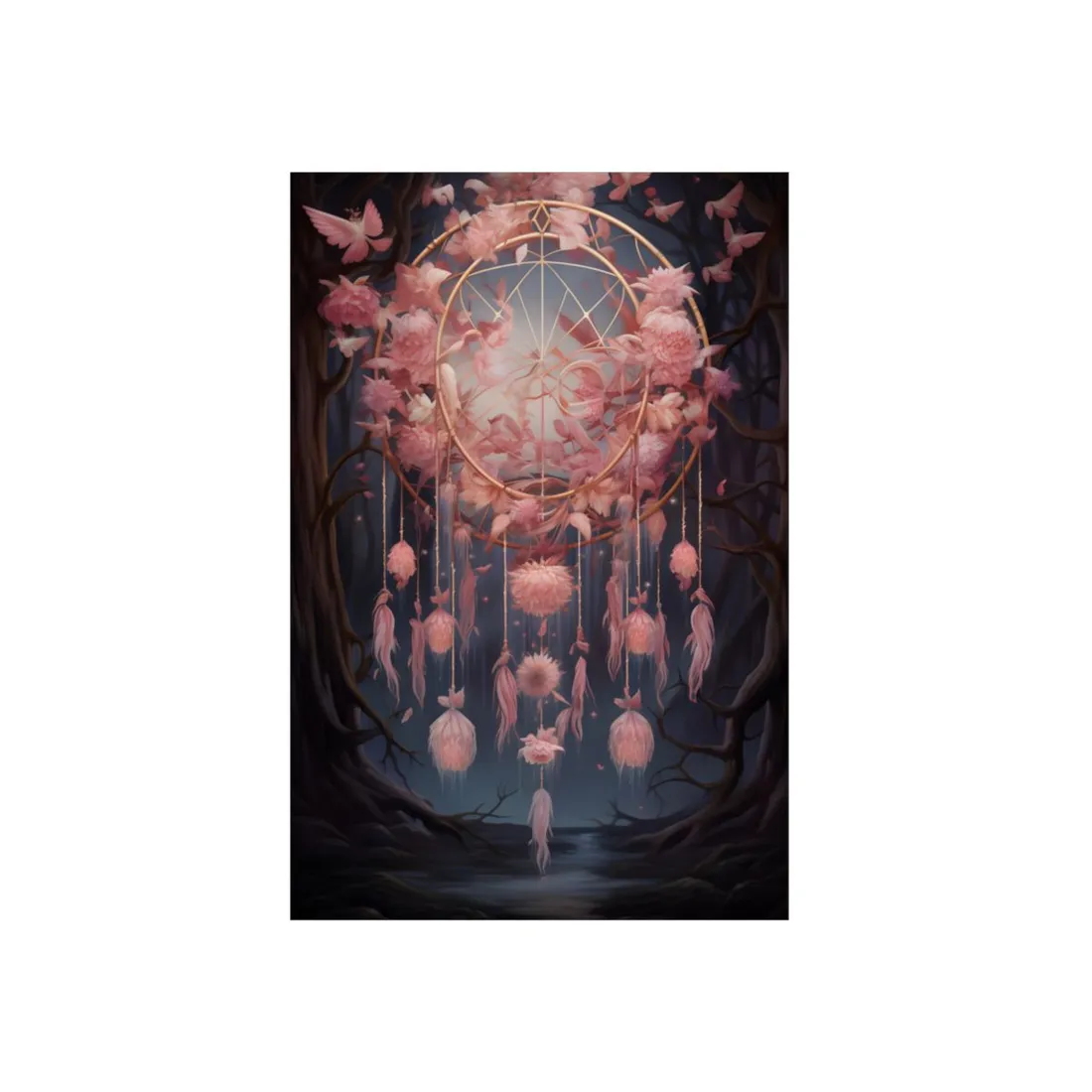 Ethereal Dreamcatcher Realm: Surreal Landscape Art - Metal Poster