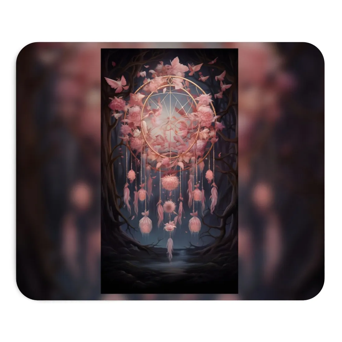 Ethereal Dreamcatcher Realm: Surreal Landscape Art - Mouse Pad