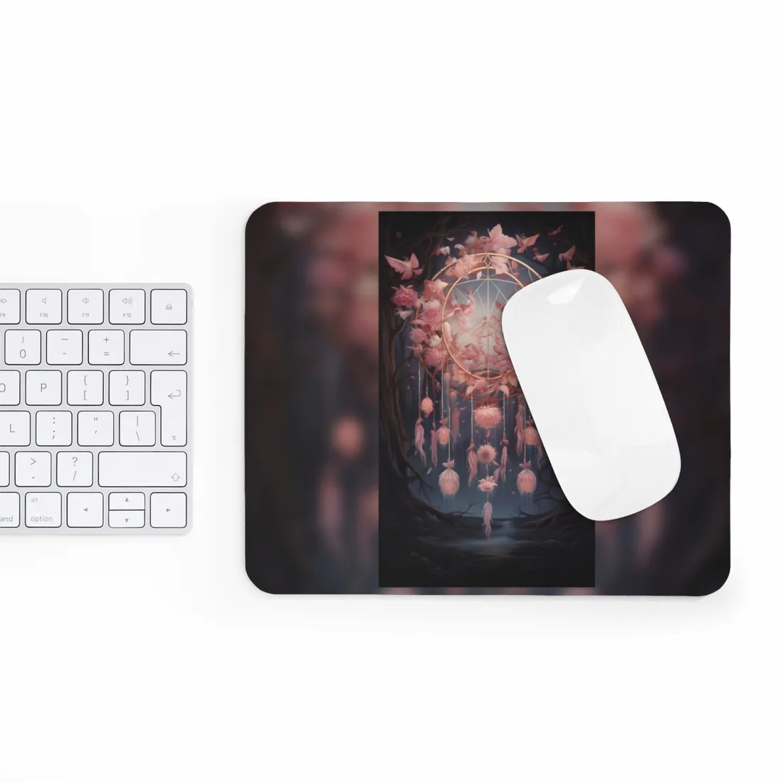 Ethereal Dreamcatcher Realm: Surreal Landscape Art - Mouse Pad