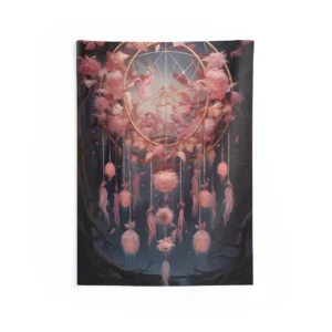 Pink Dreamcatcher in Forest Wall Tapestry