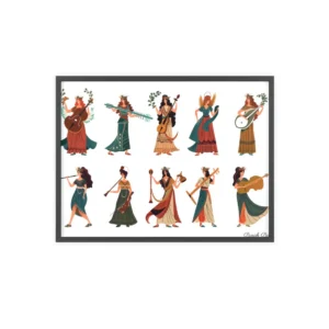 Women Playing Musical Instruments Framed Poster