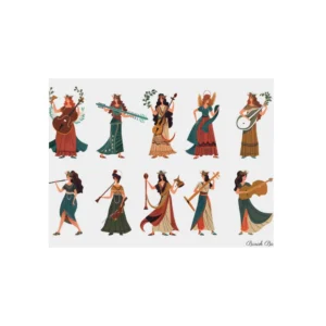 Women Playing Musical Instruments Metal Poster
