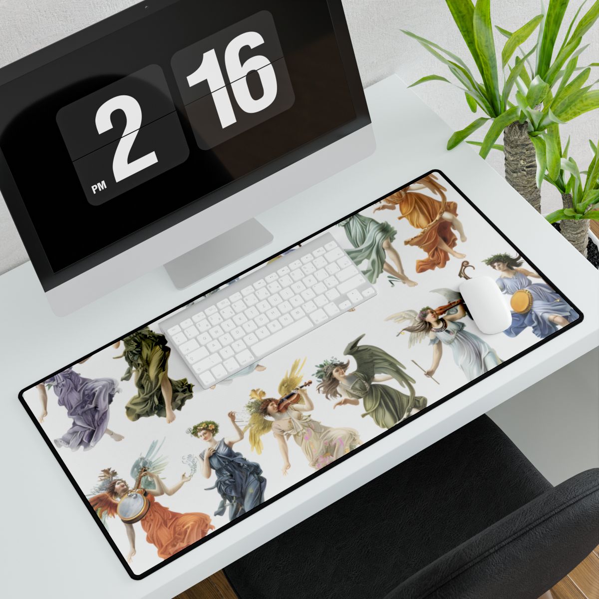 Ethereal Greek Goddesses: Classical Artwork featuring Nine Unique Deities - Desk Mat