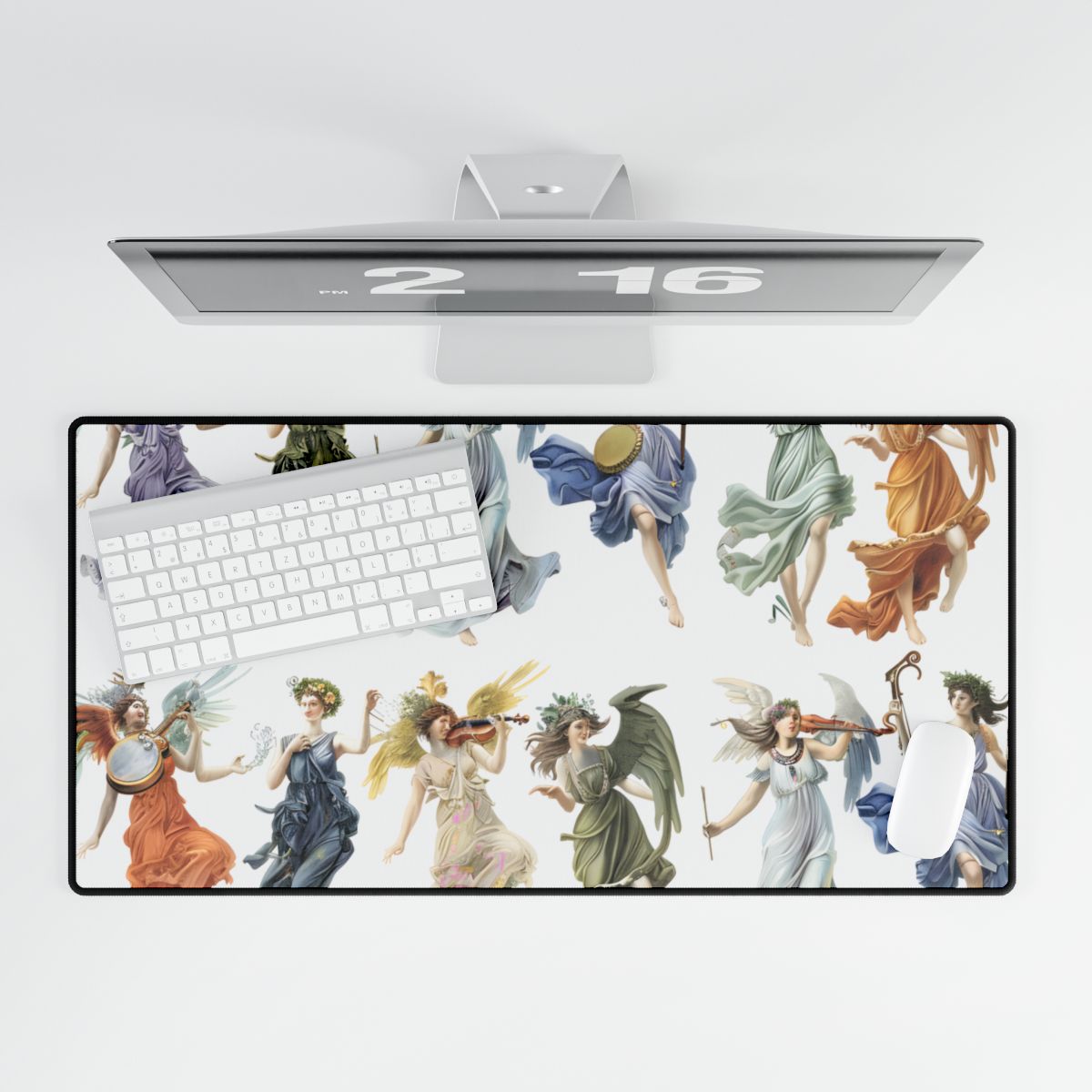 Ethereal Greek Goddesses: Classical Artwork featuring Nine Unique Deities - Desk Mat