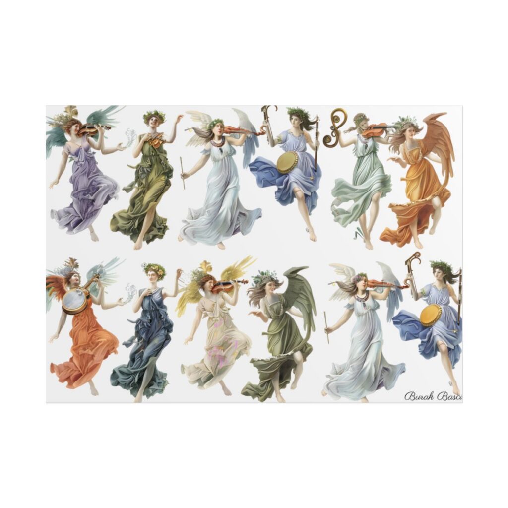 Ethereal Greek Goddesses: Classical Artwork featuring Nine Unique Deities - Poster