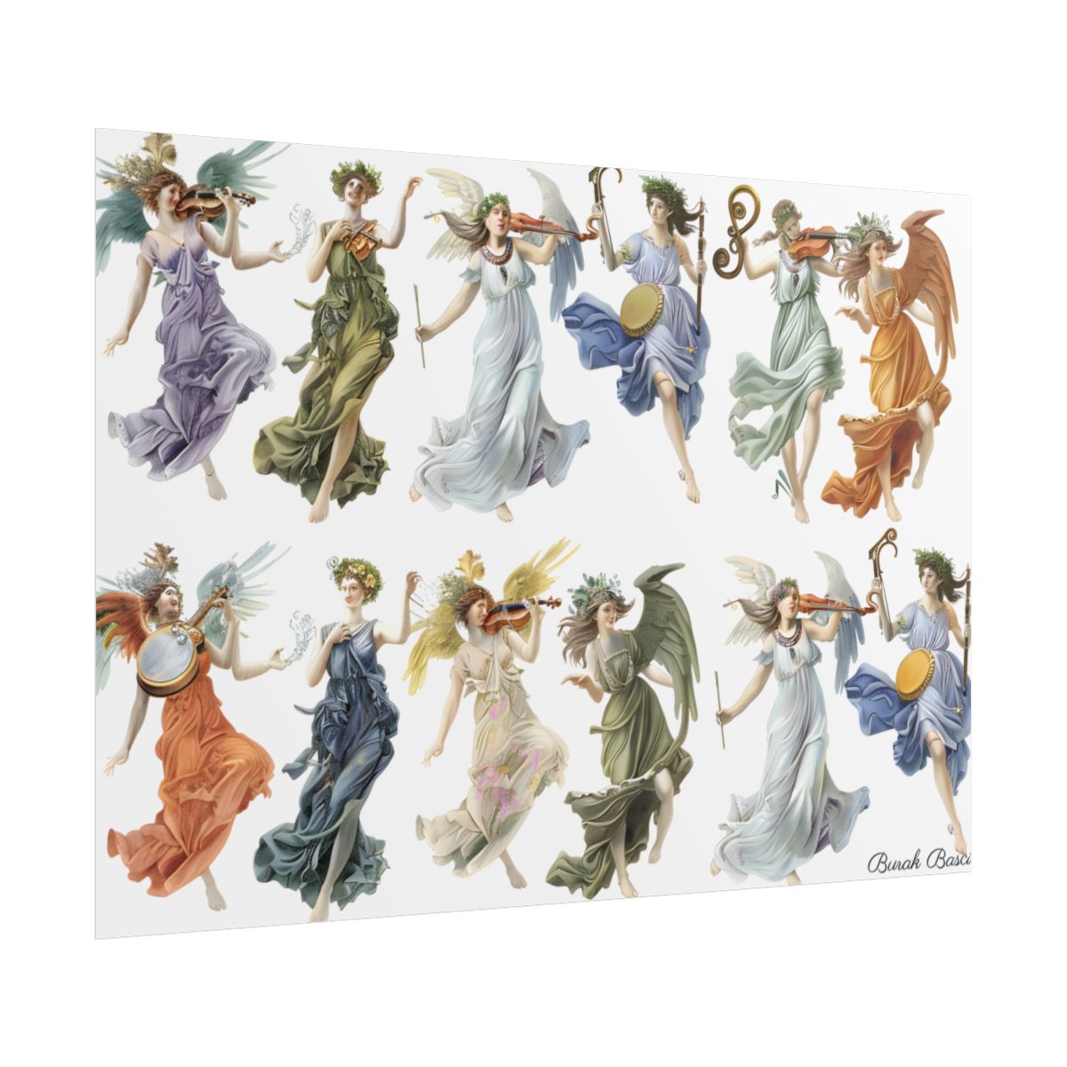 Ethereal Greek Goddesses: Classical Artwork featuring Nine Unique Deities - Poster
