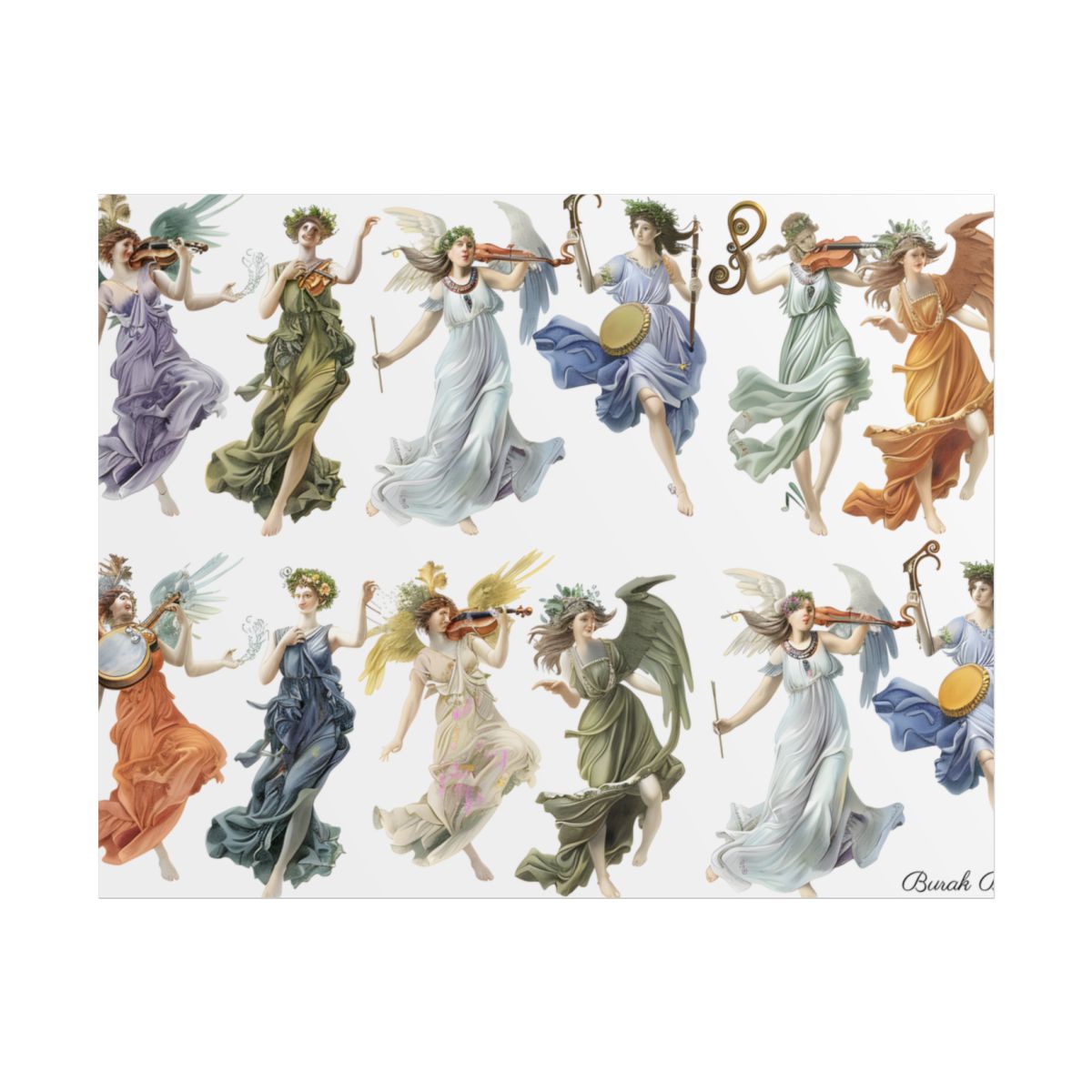 Ethereal Greek Goddesses: Classical Artwork featuring Nine Unique Deities - Poster