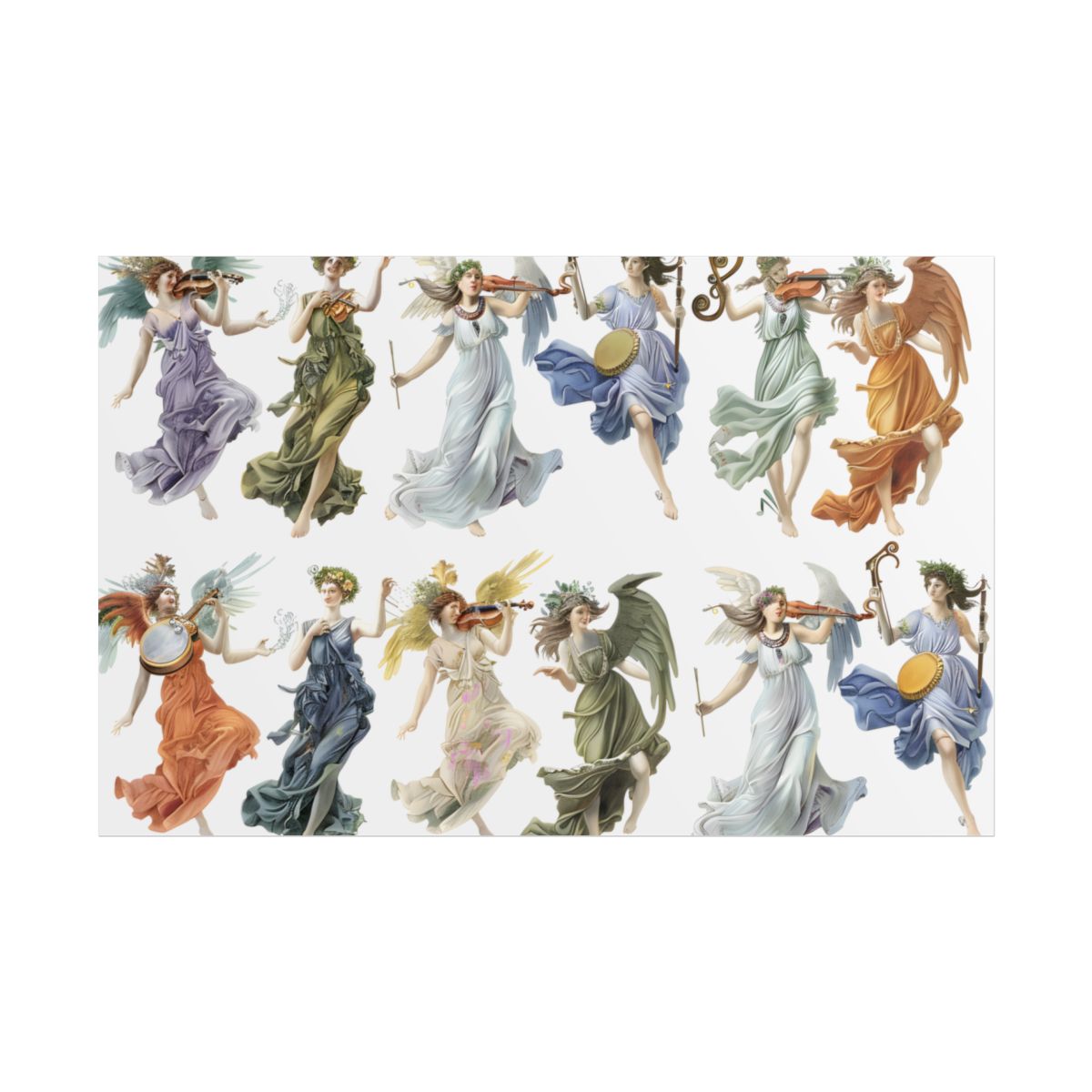 Ethereal Greek Goddesses: Classical Artwork featuring Nine Unique Deities - Poster