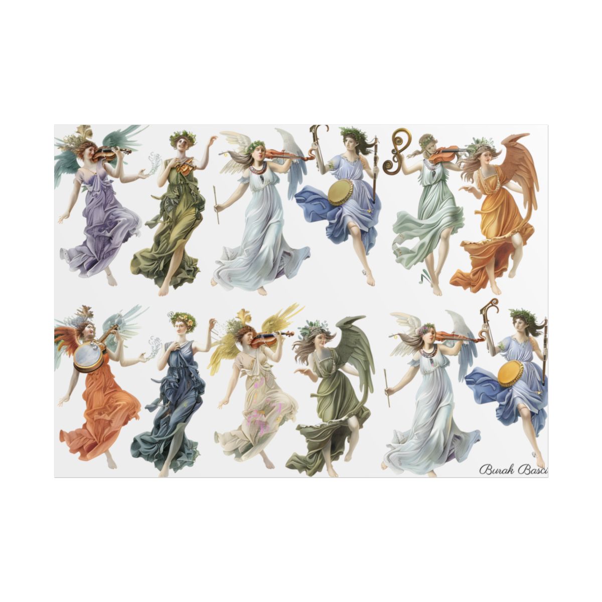 Ethereal Greek Goddesses: Classical Artwork featuring Nine Unique Deities - Poster