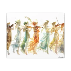 Women Playing Violins Canvas Print