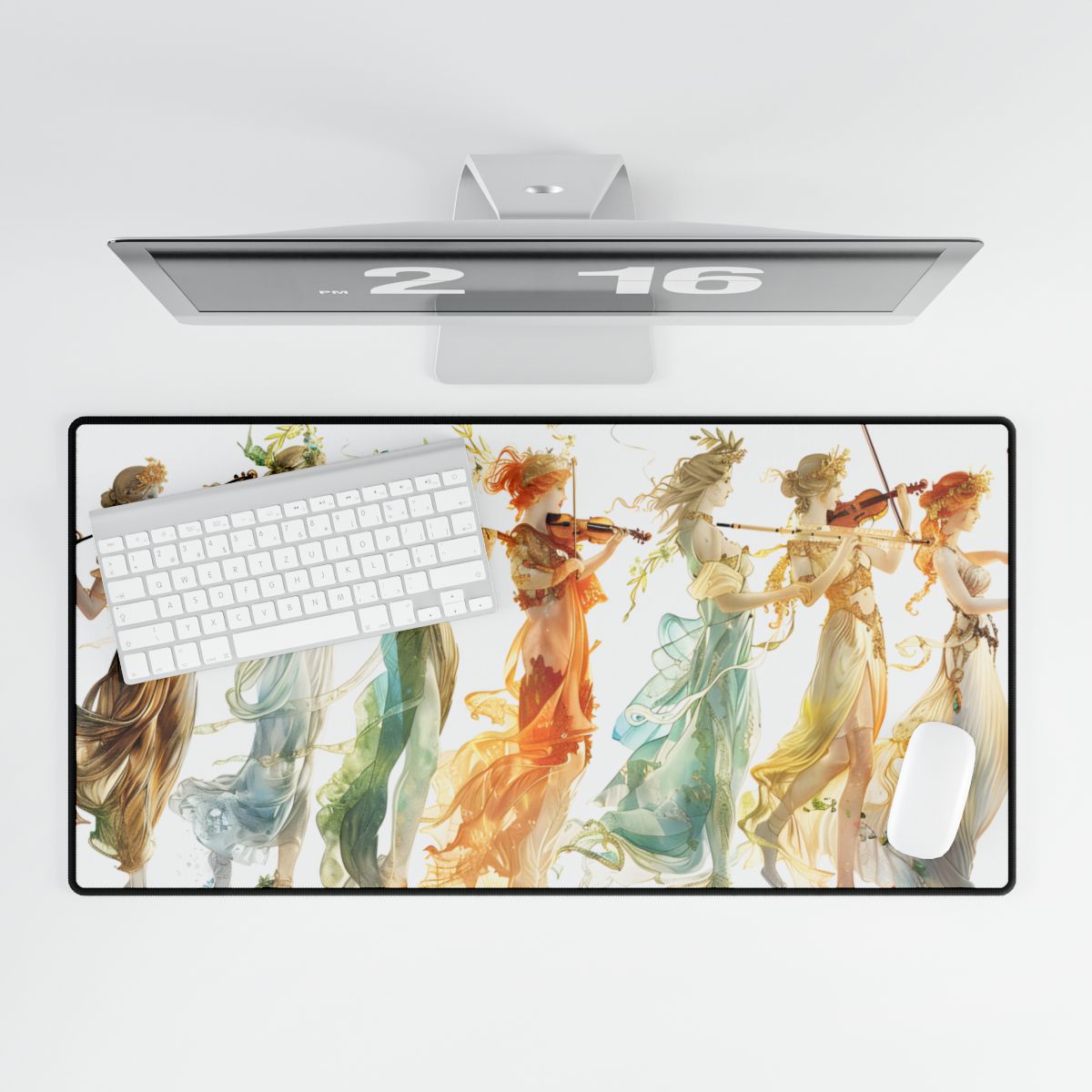 Ethereal Greek Goddesses: Serene Stylized Art - Desk Mat