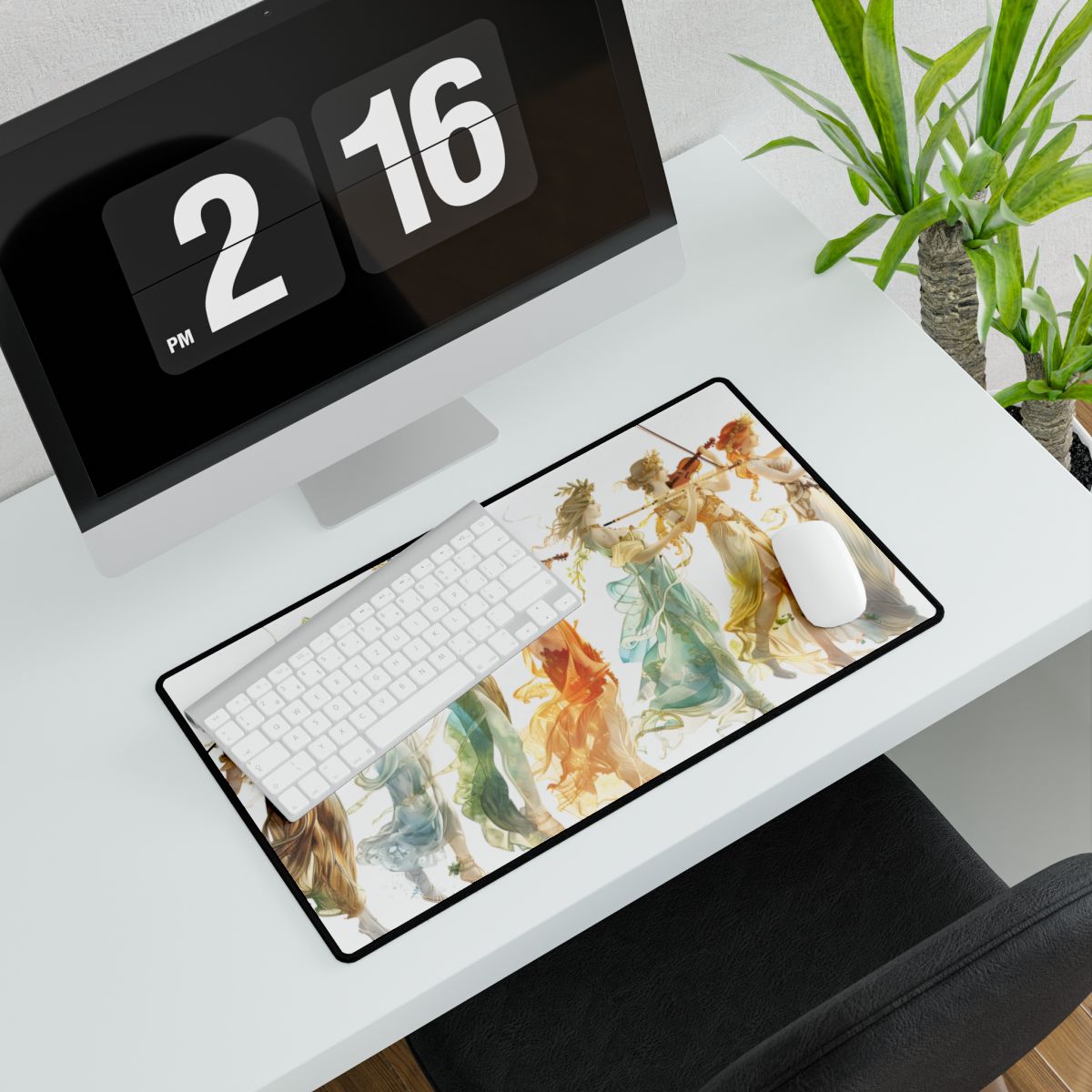 Ethereal Greek Goddesses: Serene Stylized Art - Desk Mat