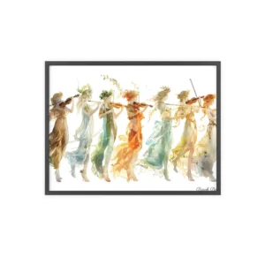 Women Playing Violins Framed Poster