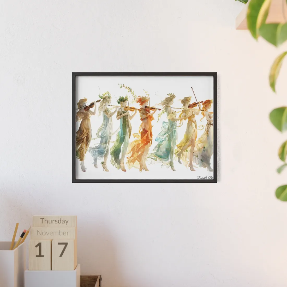 Ethereal Greek Goddesses: Serene Stylized Art - Framed Poster