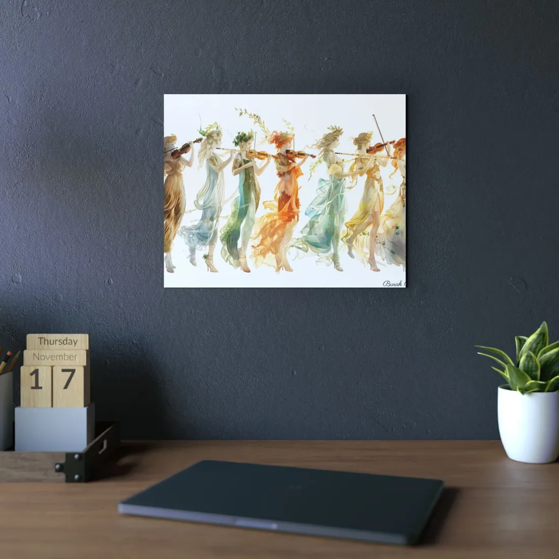 Ethereal Greek Goddesses: Serene Stylized Art - Metal Poster