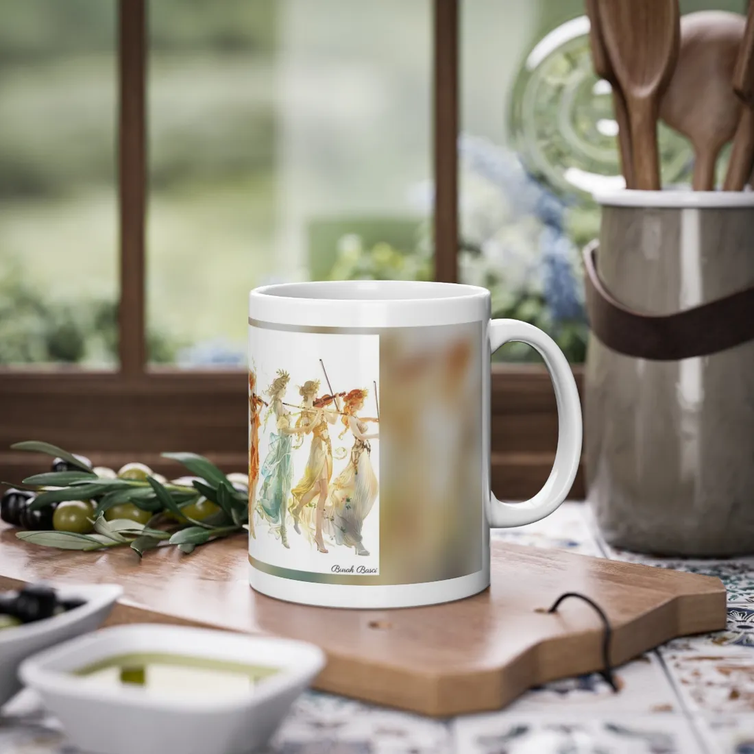Ethereal Greek Goddesses: Serene Stylized Art - Mug