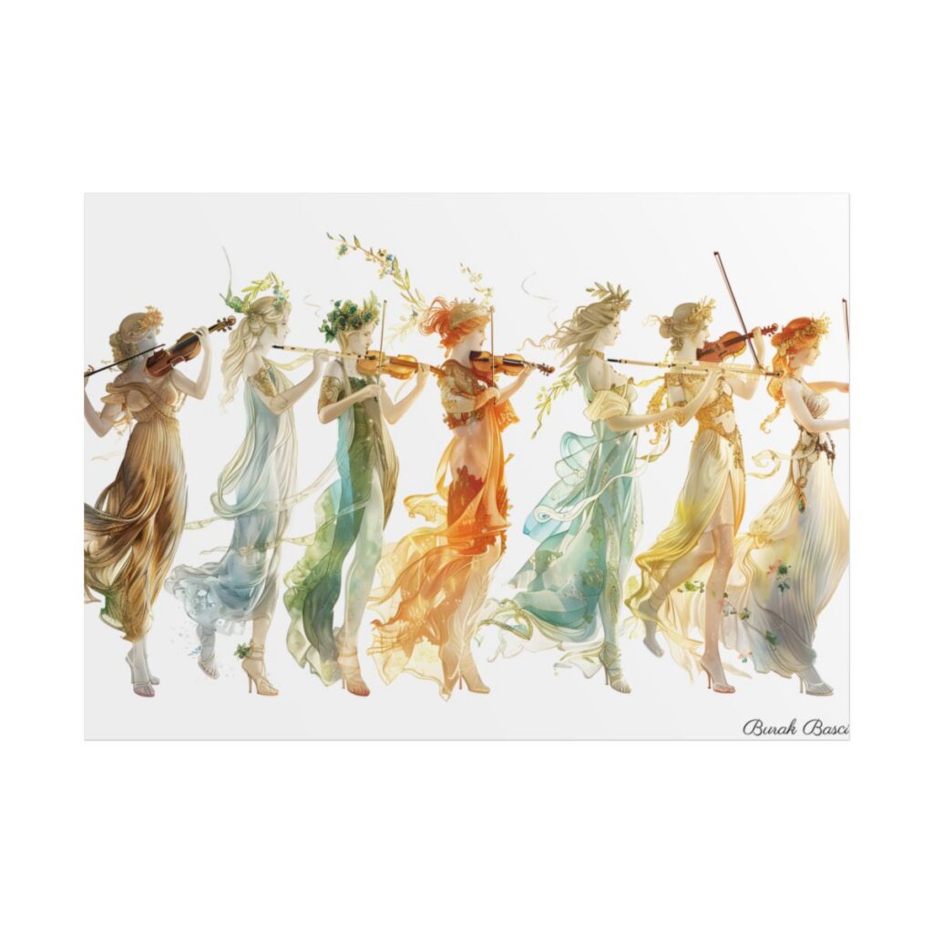 Ethereal Greek Goddesses: Serene Stylized Art - Poster