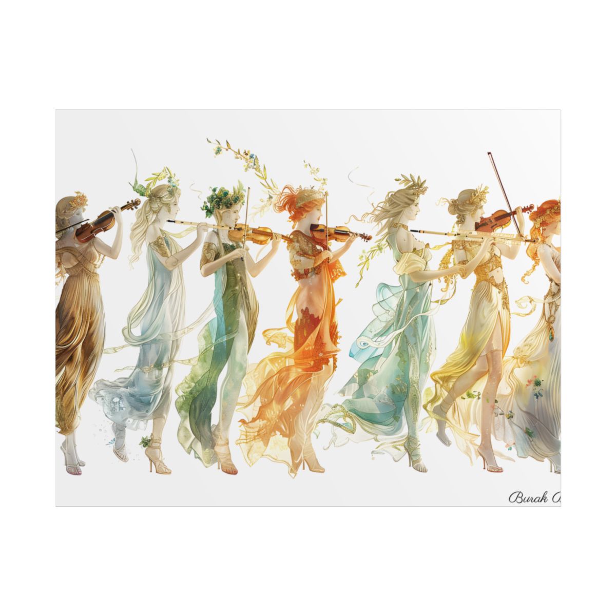 Ethereal Greek Goddesses: Serene Stylized Art - Poster