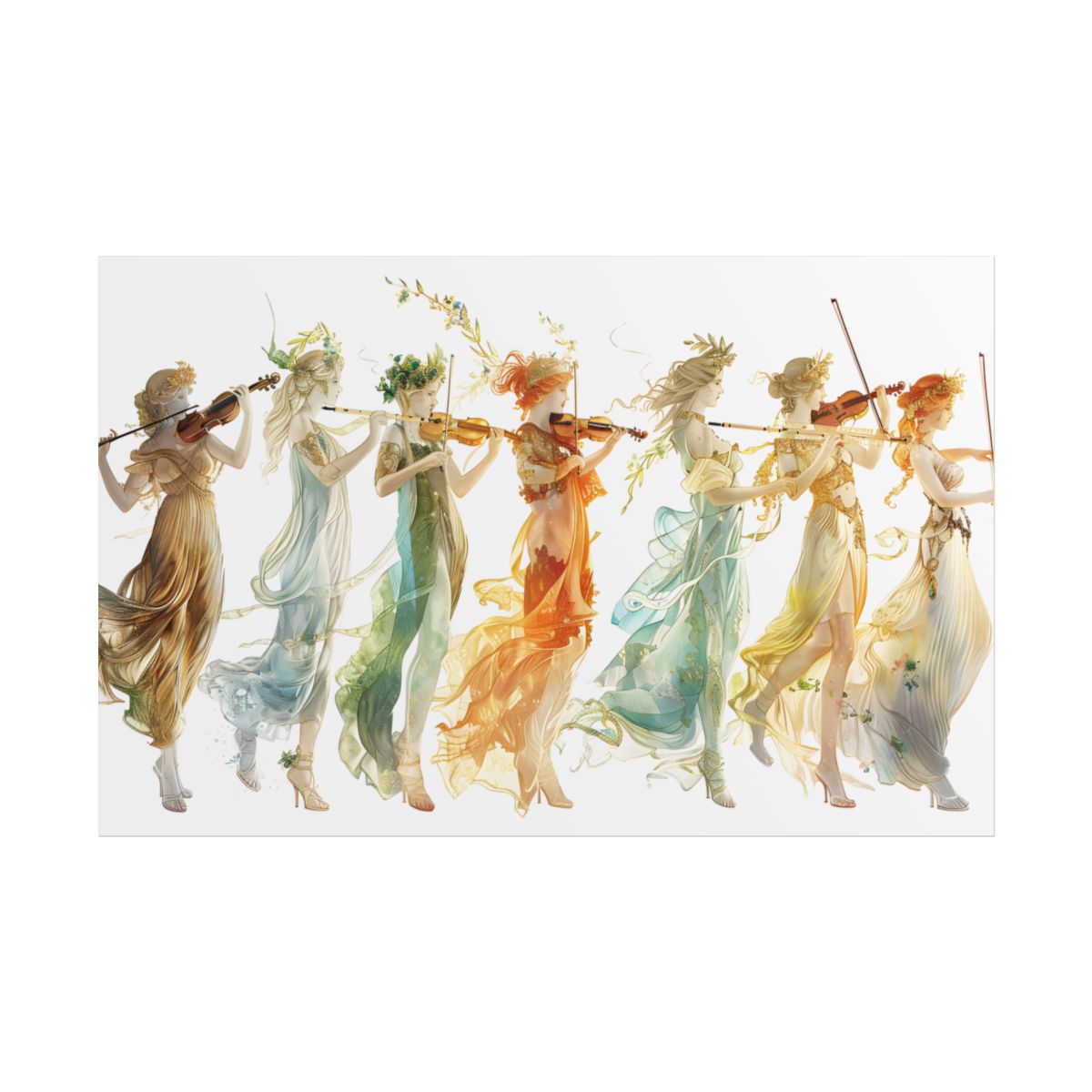 Ethereal Greek Goddesses: Serene Stylized Art - Poster
