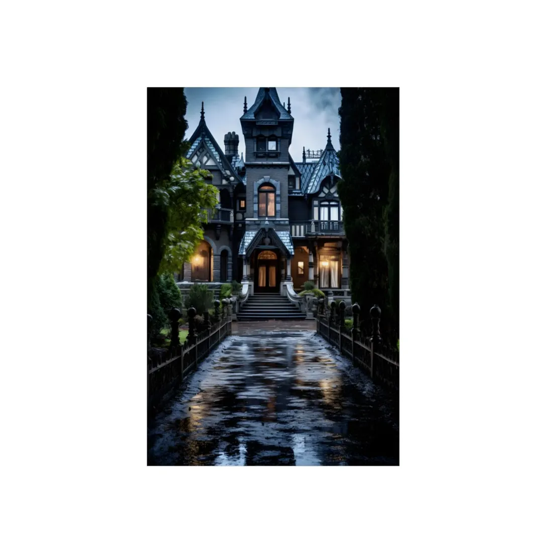 Ethereal Shadows of a Haunted Mansion: Dark - Metal Poster