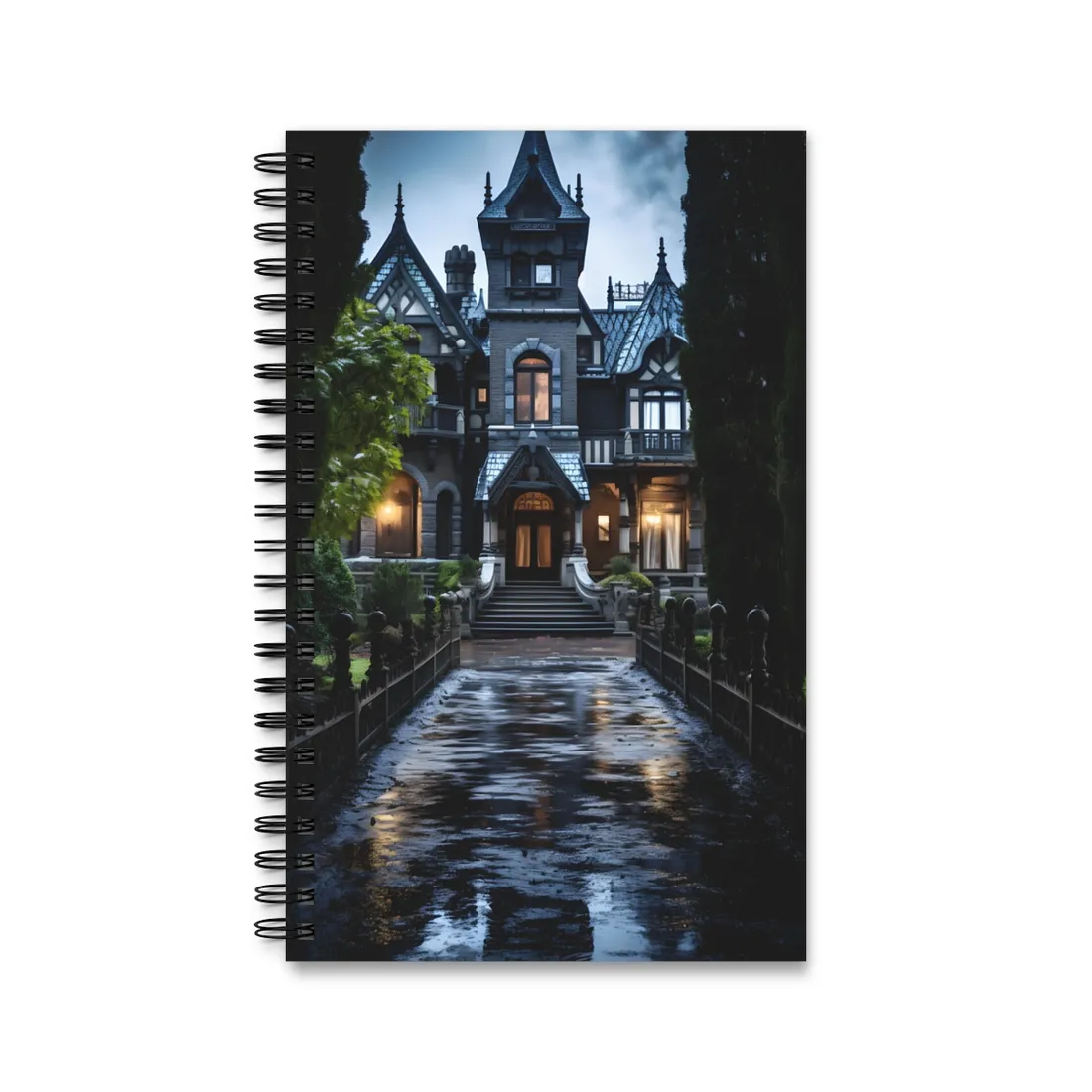 Ethereal Shadows of a Haunted Mansion: Dark - Spiral Notebook