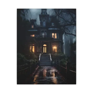 Victorian Mansion at Night Canvas Print
