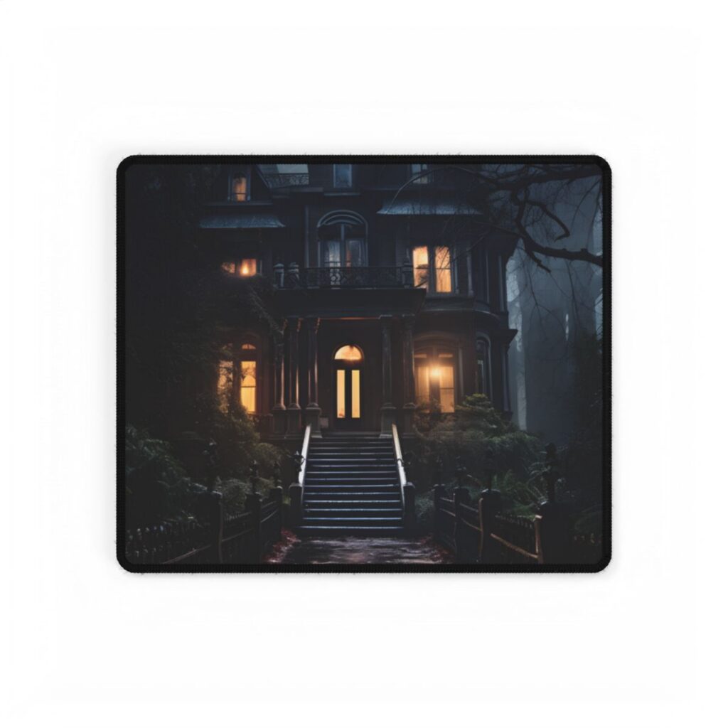 Ethereal Victorian Mansion at Dusk: A Haunting Atmosphere - Desk Mat