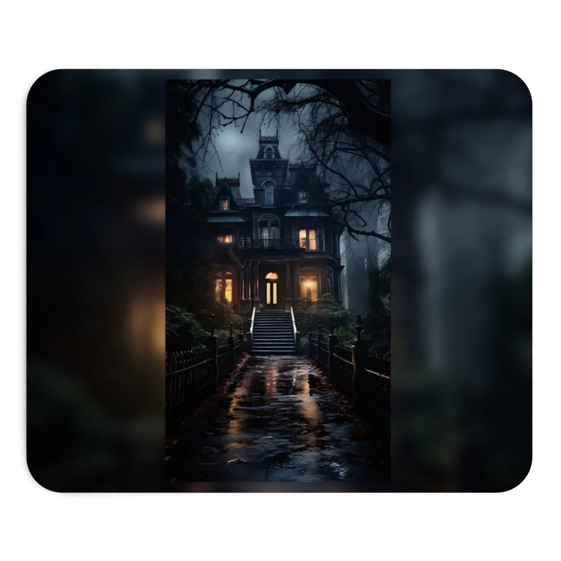 Ethereal Victorian Mansion at Dusk: A Haunting Atmosphere - Mouse Pad