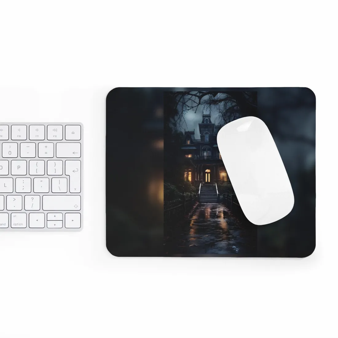 Ethereal Victorian Mansion at Dusk: A Haunting Atmosphere - Mouse Pad