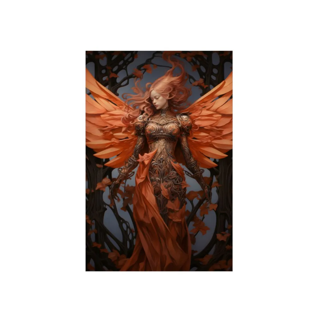 Ethereal Winged Guardian: Fantasy Goddess - Metal Poster