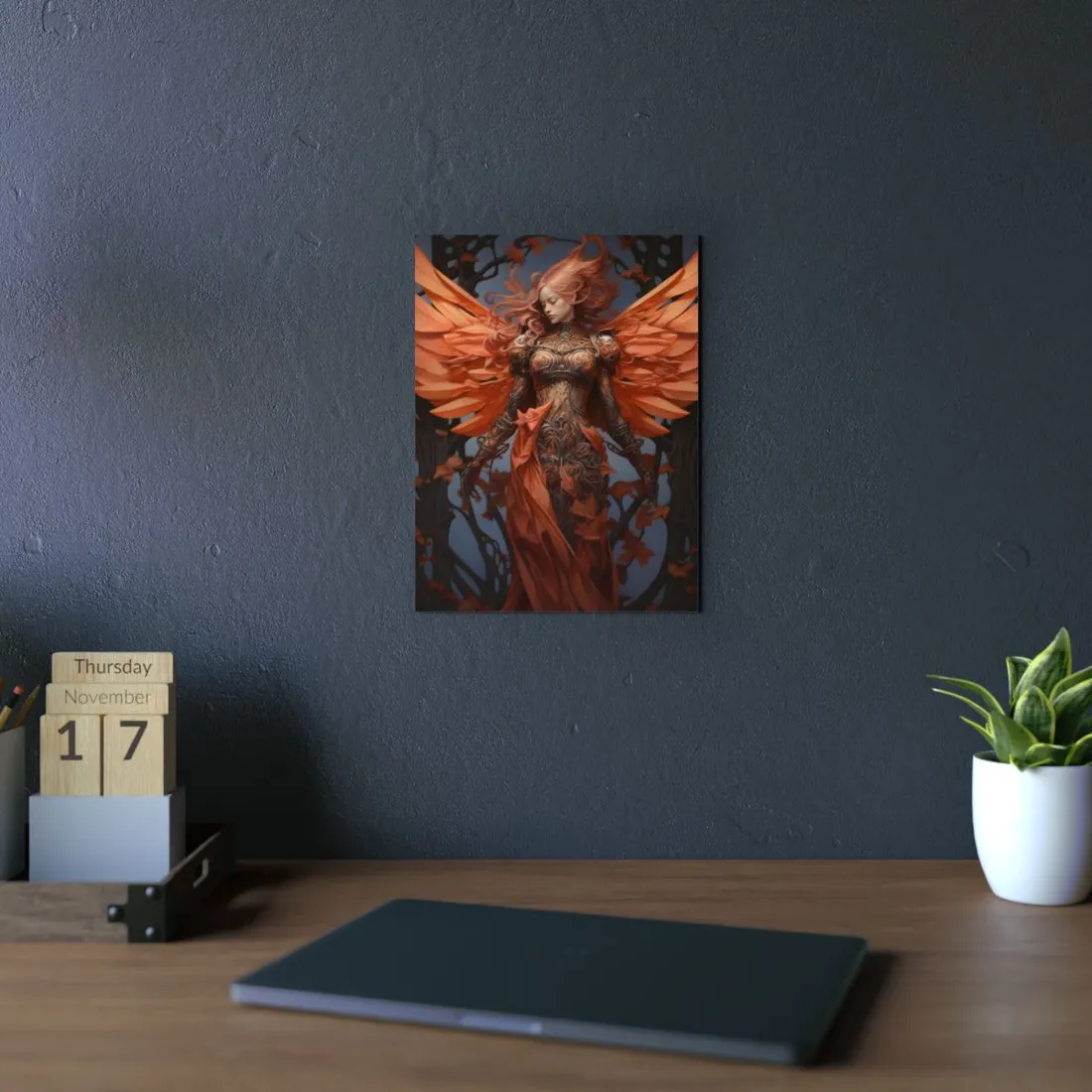 Ethereal Winged Guardian: Fantasy Goddess - Metal Poster