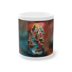 Paper Cut Hillside Village Mug