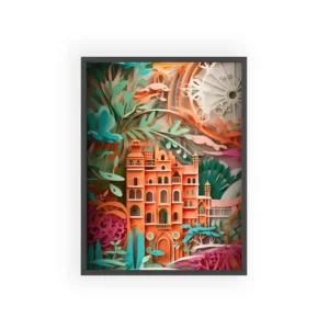 Paper-Cut Palace Among Foliage Framed Poster