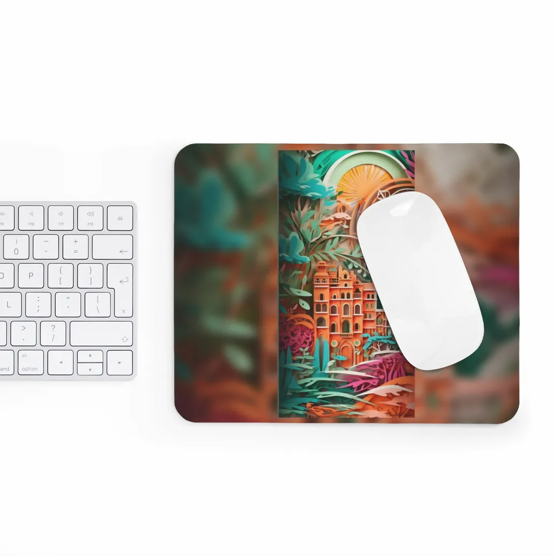 European Paper Quilled Landscape: Artistic Craftsmanship - Mouse Pad