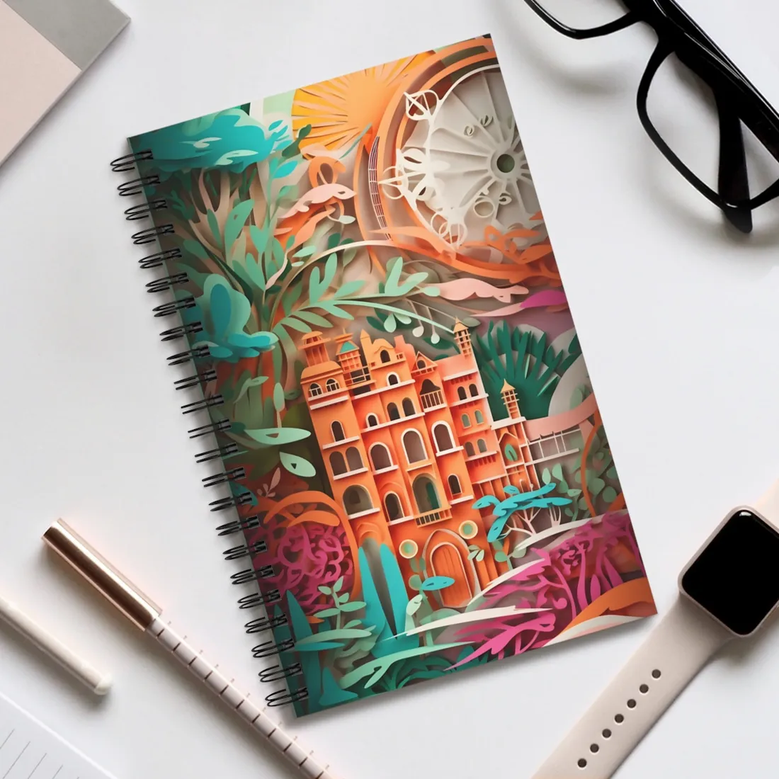 European Paper Quilled Landscape: Artistic Craftsmanship - Spiral Notebook
