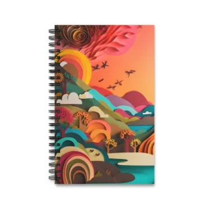 Layered Paper Landscape at Sunset Spiral Notebook