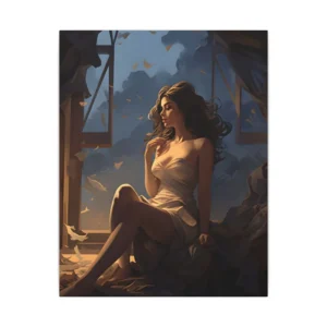 Woman Sitting by Window Canvas Print