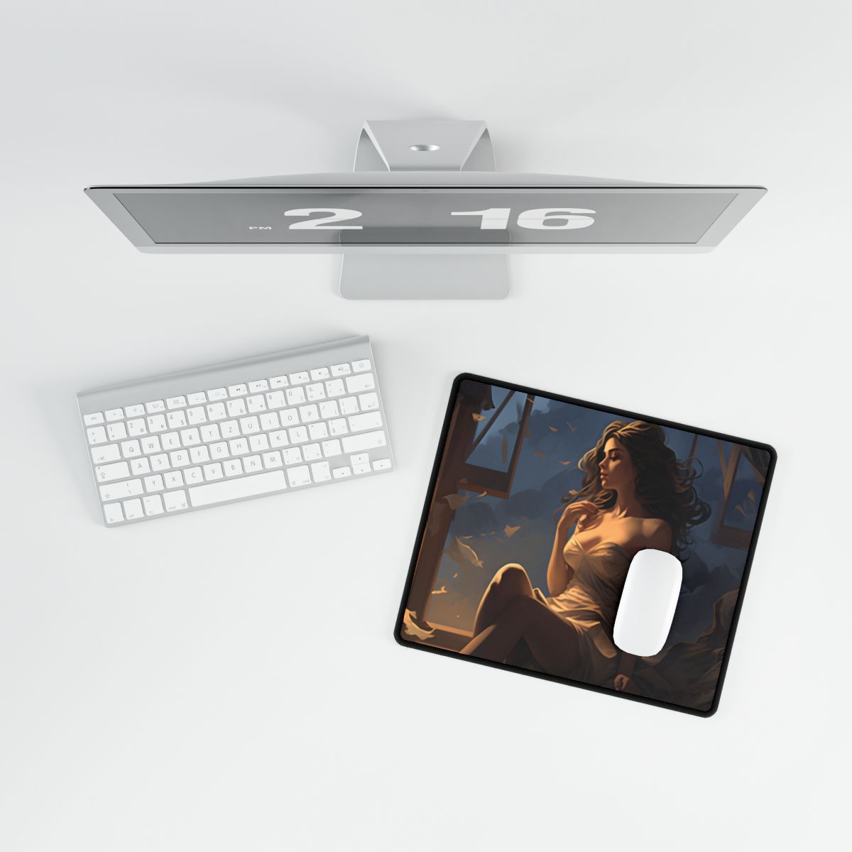 Everyday Moment: Person in Front of White Wall - Documentarty Style Art - Desk Mat