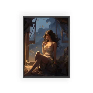Woman Sitting by Window Framed Poster