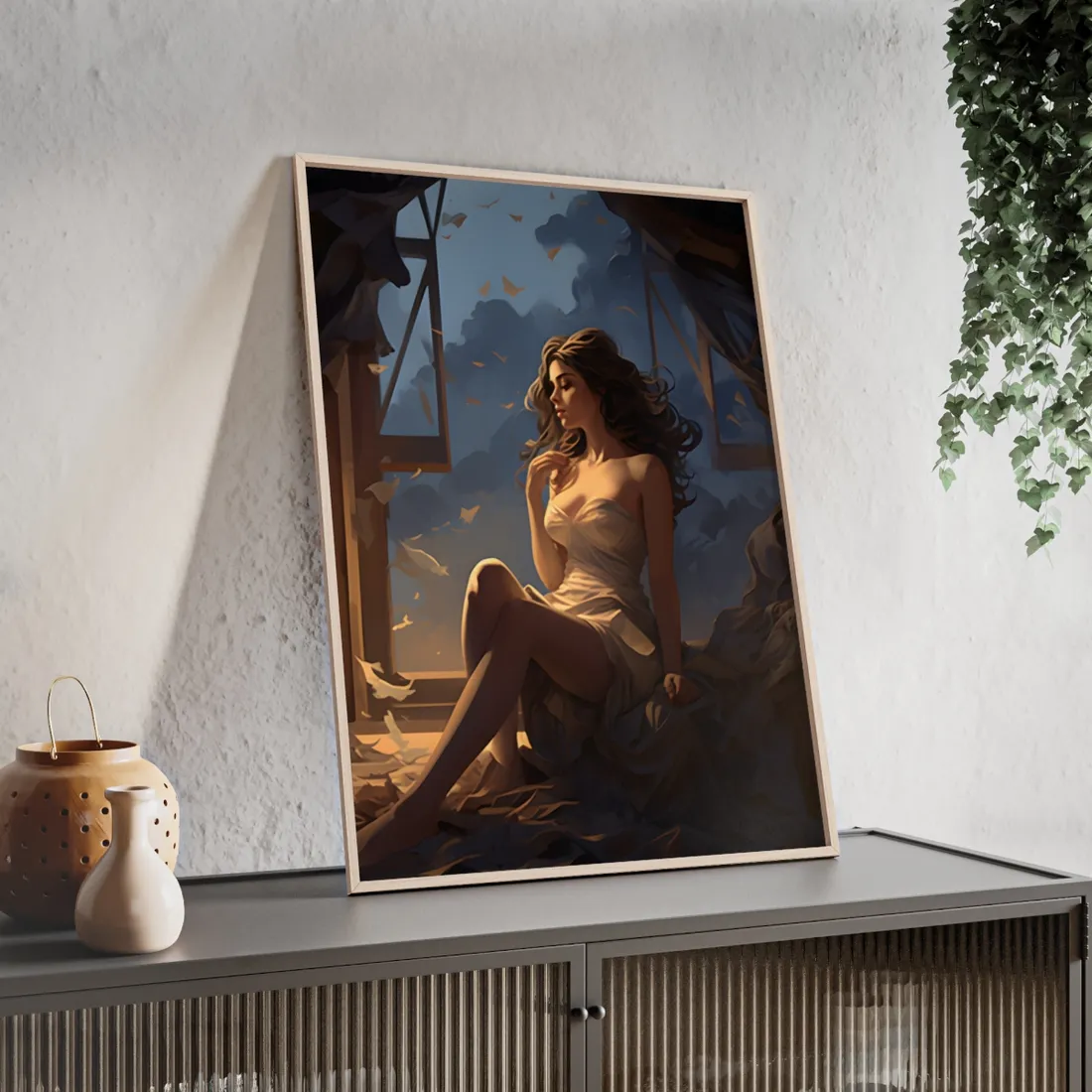 Everyday Moment: Person in Front of White Wall - Documentarty Style Art - Framed Poster