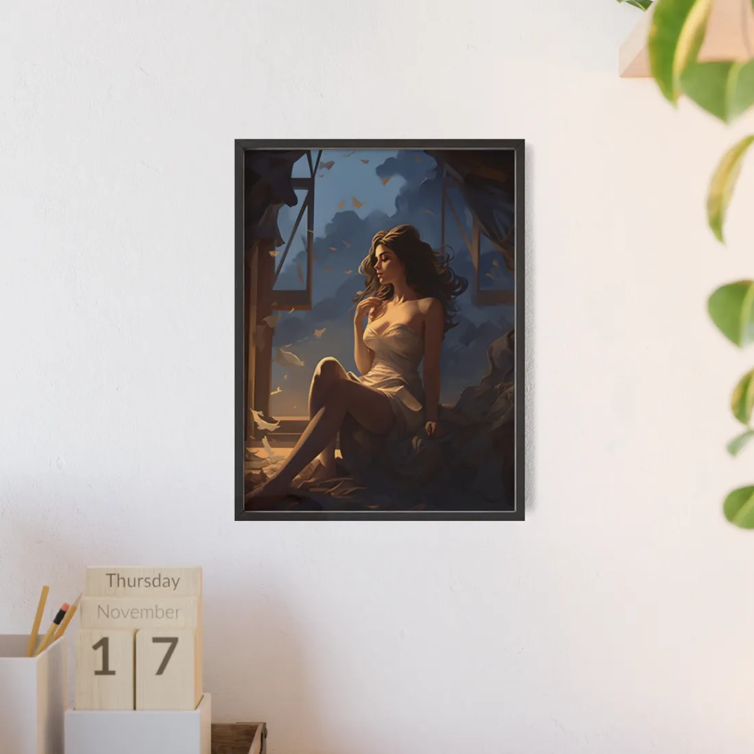 Everyday Moment: Person in Front of White Wall - Documentarty Style Art - Framed Poster
