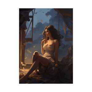 Woman Sitting by Window Poster