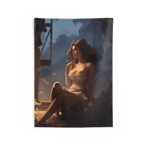 Woman Sitting by Window Wall Tapestry