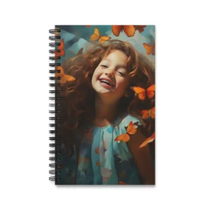 Laughing Girl with Orange Butterflies Spiral Notebook