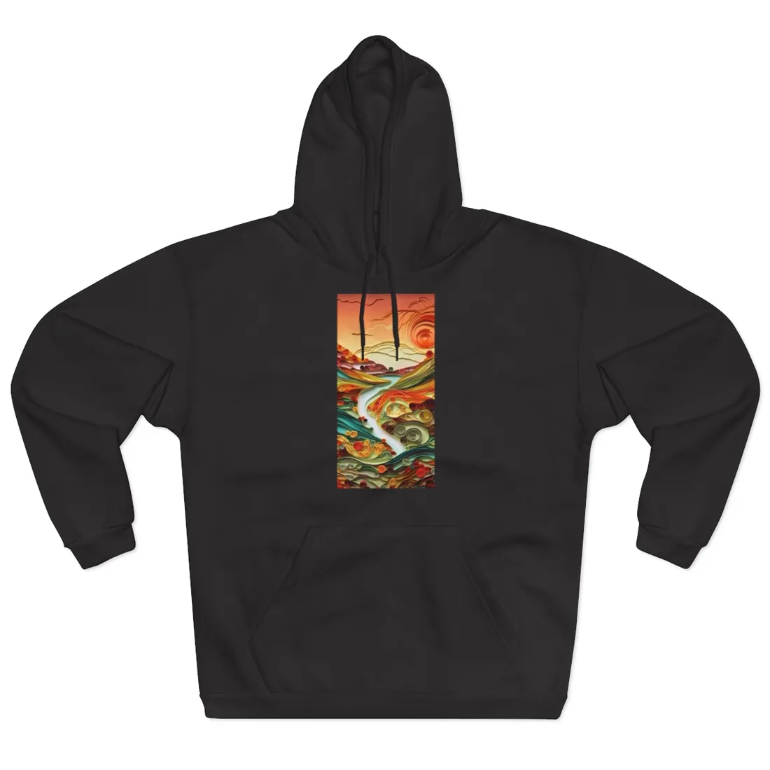 Eye-Catching American Landscape: Paper Quilling Nature Scene - Hoodie