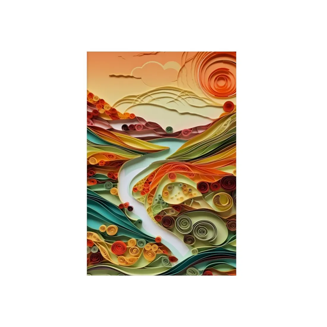 Eye-Catching American Landscape: Paper Quilling Nature Scene - Metal Poster