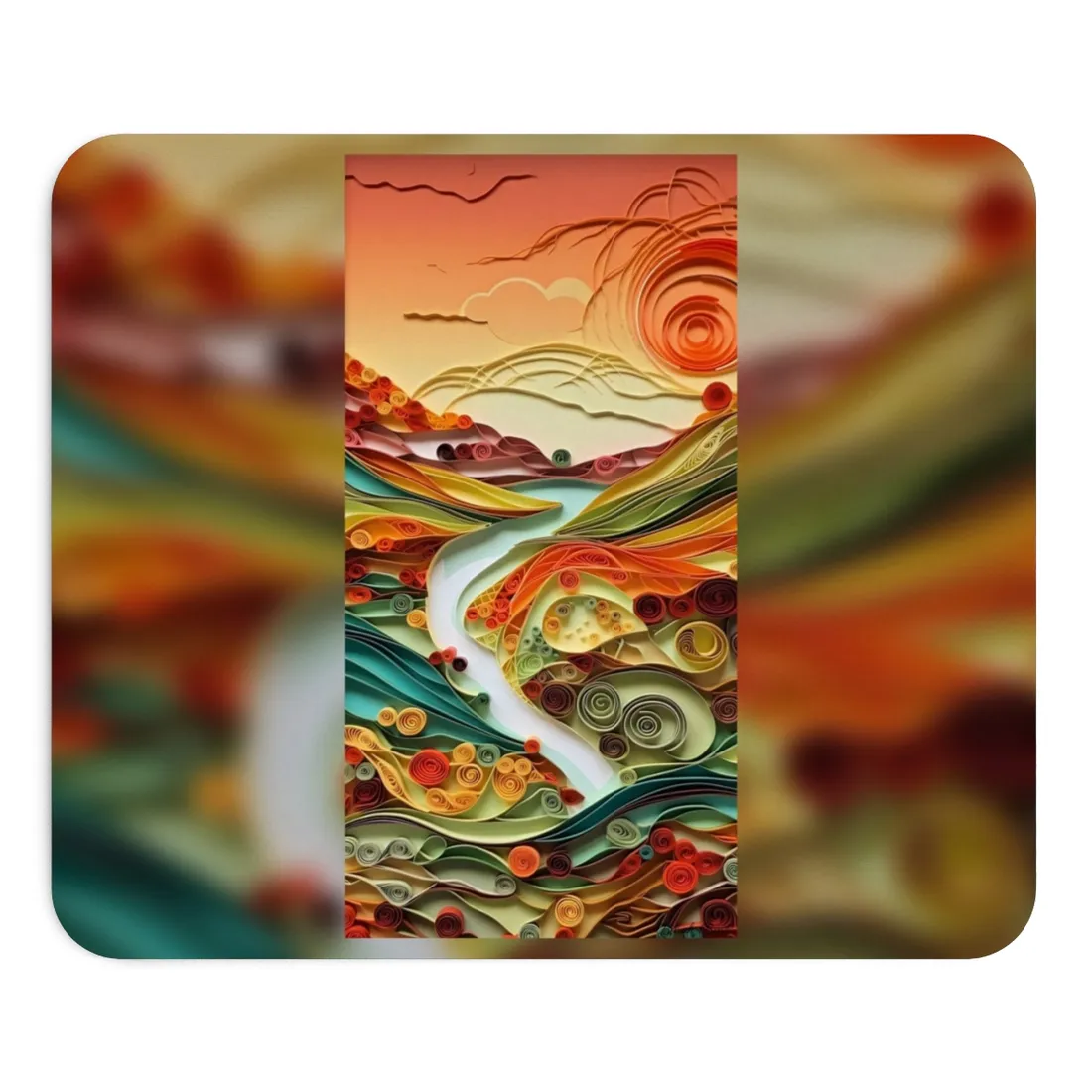 Eye-Catching American Landscape: Paper Quilling Nature Scene - Mouse Pad